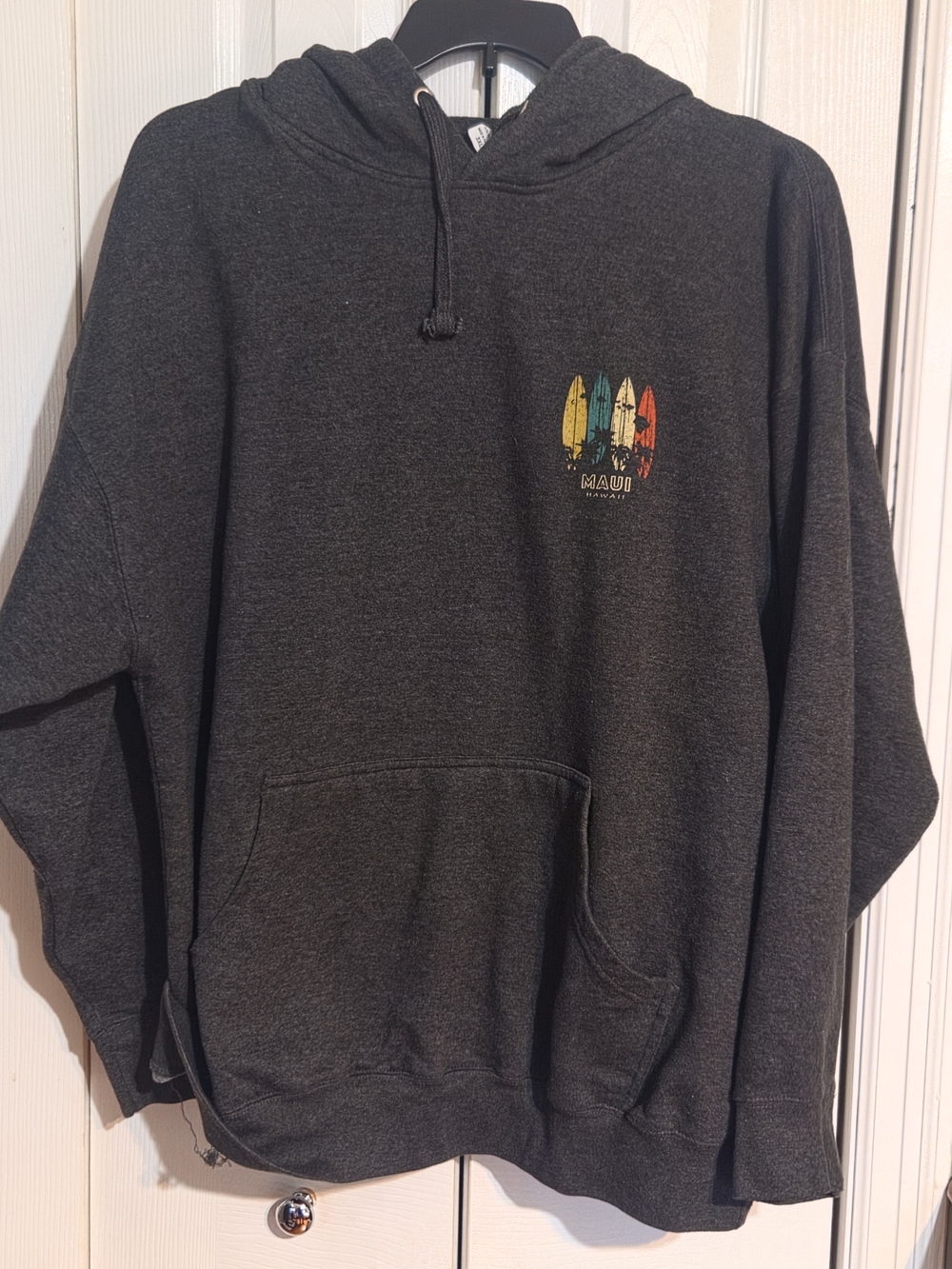 Maui Surfboard Graphic Hoodie - Charcoal- 3xl